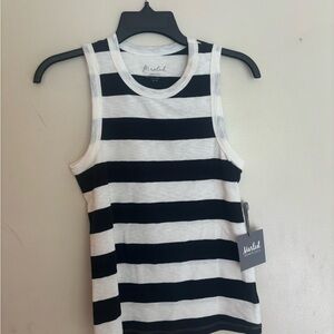Marled Black and White Striped Tank Top